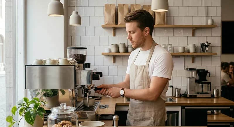 Barista på nordiskt café